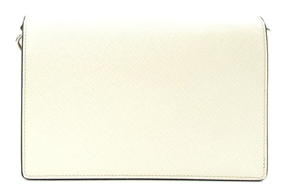 Prada Mirror Shoulder Crossbody Off Embroidered white Bag Clutch Leather White